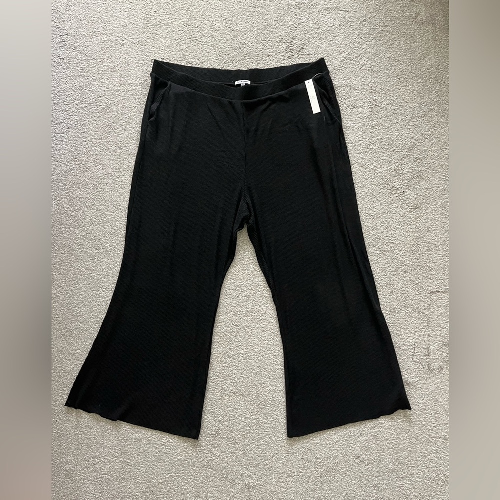 NWT Theo and Spence Black Ribbed Wide Leg Lounge Pants Size 3X